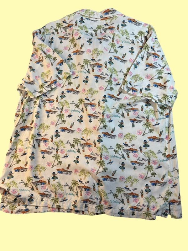 Cremieux Men's Large Tropical Hawaiian Hula Dancer Palm Tree Button Up Shirt - Thumbnail 2