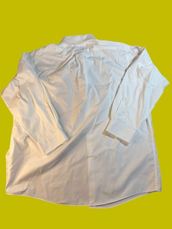 Roundtree & Yorke Gold Label White Non-Iron Cotton Fitted Dress Shirt 17.5 33 - Thumbnail 2