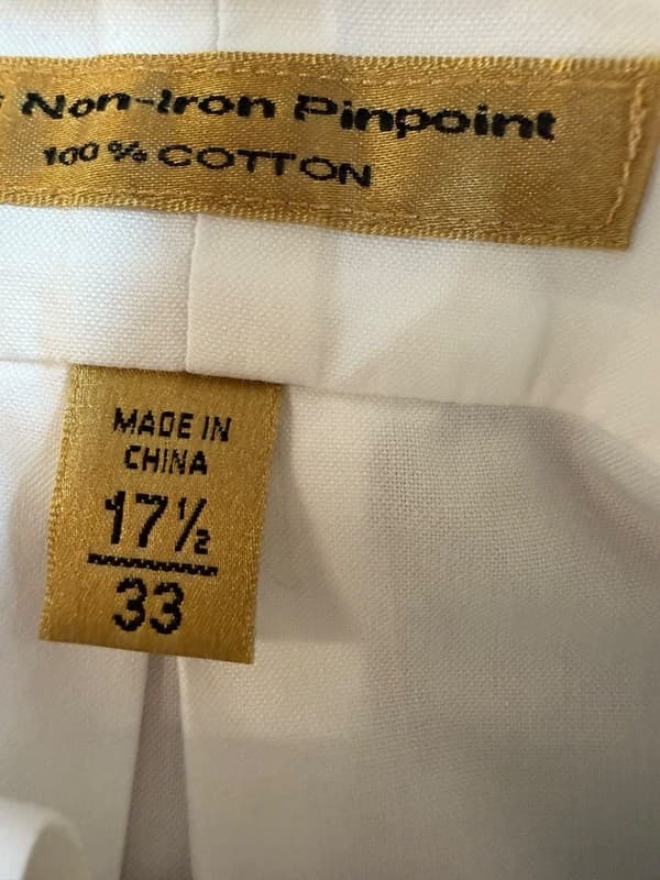 Roundtree & Yorke Gold Label White Non-Iron Cotton Fitted Dress Shirt 17.5 33 - Thumbnail 6