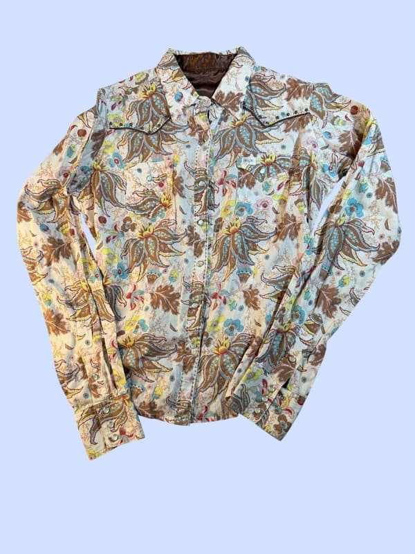 Wrangler 20X Women’s Floral Western Snap Shirt Boho Cowgirl Long Sleeve S/M - Image 1