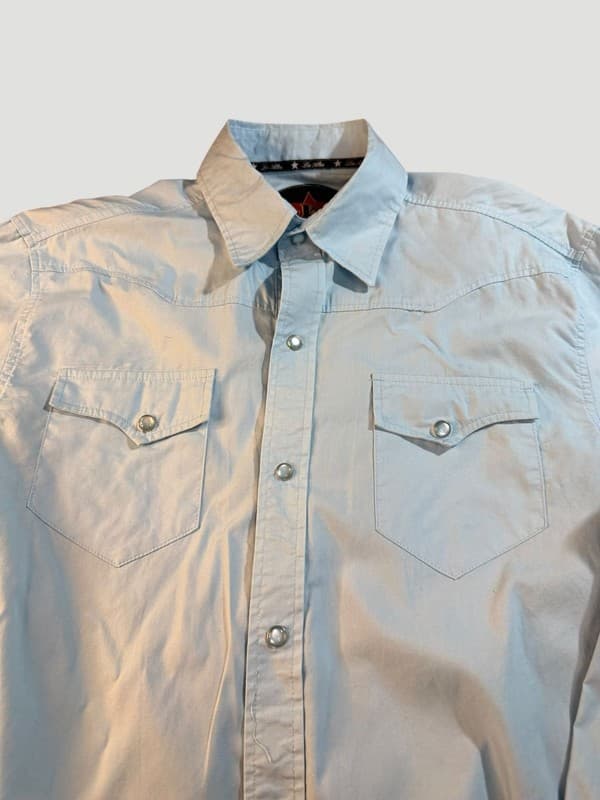 Los Altos Men's Light Blue 100% Cotton Pearl Snap Western Shirt Size L - Thumbnail 6