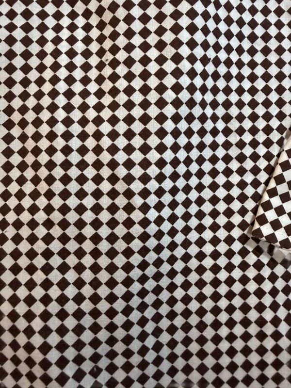 Vintage Kmart Permanent Press Brown Diamond Checkered Button Down Shirt 17-34 - Thumbnail 5