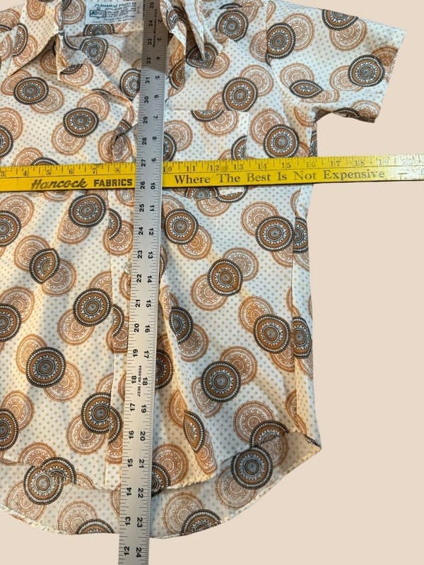 Vintage 70s Kmart Paisley Medallion Short Sleeve Button Up Shirt Womens M - Thumbnail 4