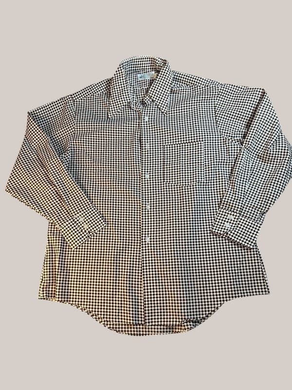 Vintage Kmart Permanent Press Brown Diamond Checkered Button Down Shirt 17-34 - Image 1