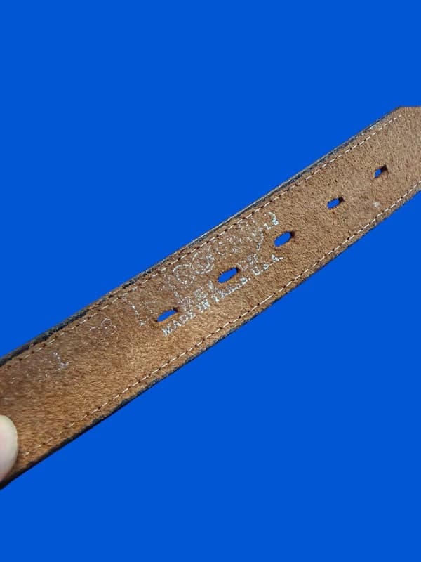 Vintage Nocona Black Leather Western Scalloped Belt w Silver Tone Conchos 27” - Thumbnail 4