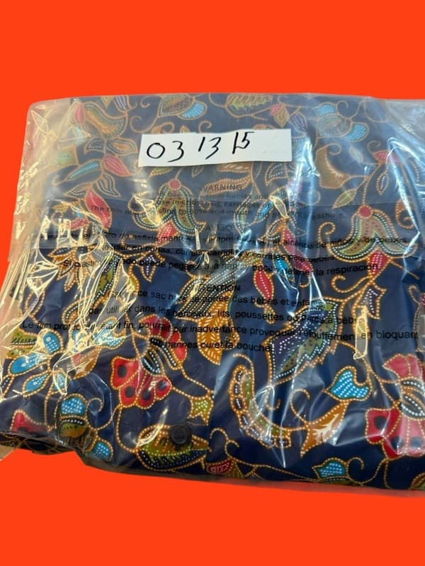 Vintage Sinar Pagi Singapore Batik Shirt Unisex L Floral Navy Blue 80s/90s - Thumbnail 5