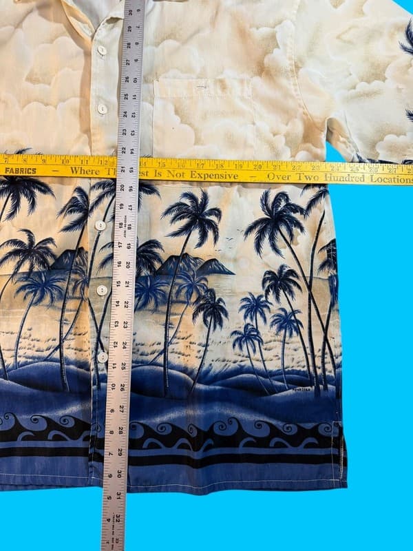 Vintage 90s L.A. Beat Hawaiian Shirt Palm Tree Scenic Print Womens Oversized L - Thumbnail 5