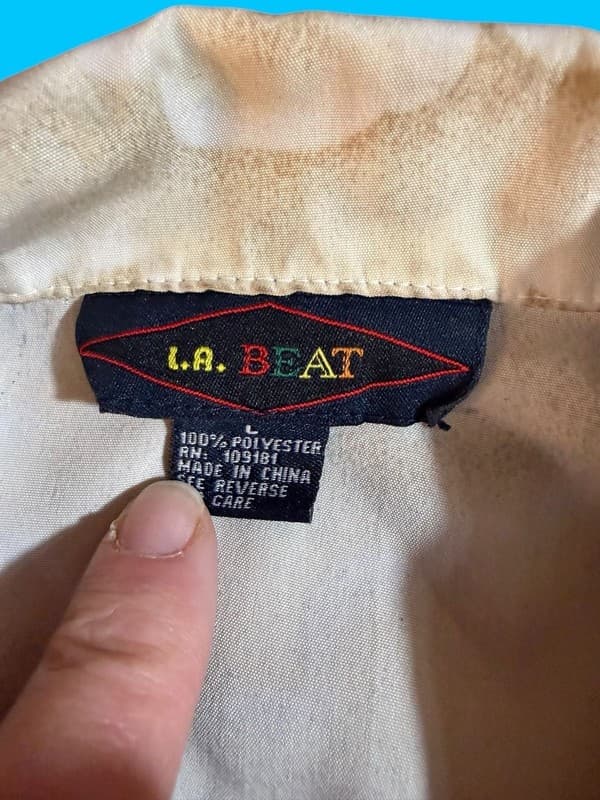 Vintage 90s L.A. Beat Hawaiian Shirt Palm Tree Scenic Print Womens Oversized L - Thumbnail 3