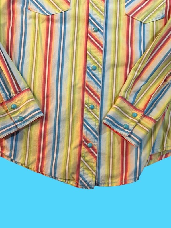 Cruel Girl Women's S Multi-Color Striped Western Pearl Snap Long Sleeve Shirt - Thumbnail 5