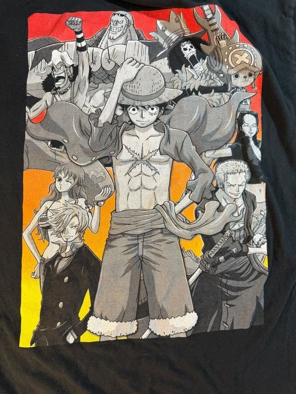 One Piece Straw Hat Crew Manga Panel Graphic T-Shirt Black Men's Size Large - Thumbnail 4
