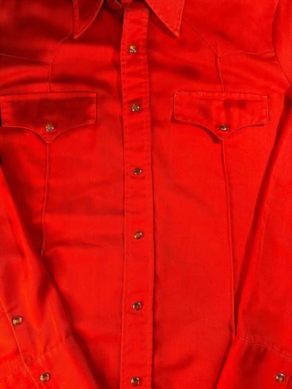 Vintage Sears Western Wear Red Pearl Snap Long Sleeve Shirt Men's Large - Thumbnail 5