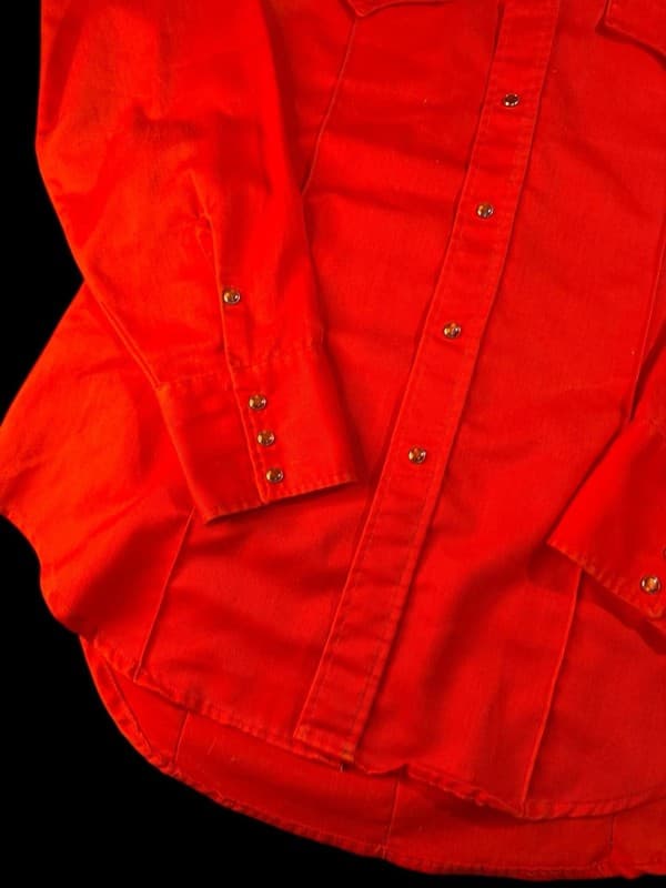 Vintage Sears Western Wear Red Pearl Snap Long Sleeve Shirt Men's Large - Thumbnail 6