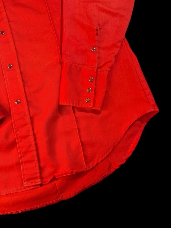 Vintage Sears Western Wear Red Pearl Snap Long Sleeve Shirt Men's Large - Thumbnail 7