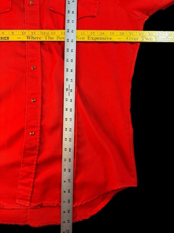 Vintage Sears Western Wear Red Pearl Snap Long Sleeve Shirt Men's Large - Thumbnail 9