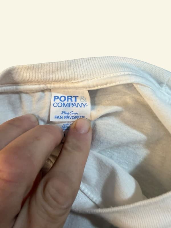 Port & Company White Happy Girl Ghost Face Halloween Costume T-Shirt Size Medium - Thumbnail 3