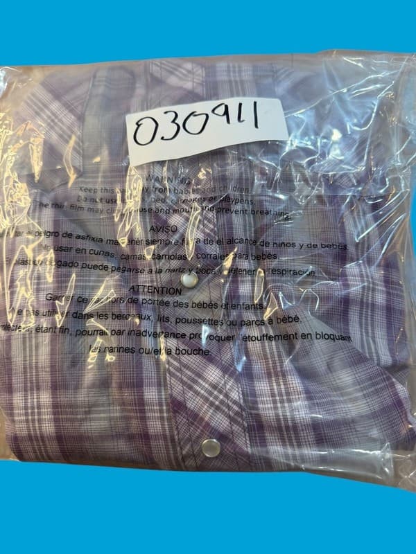 Wrangler Western Shirt Men's Large Pearl Snap Purple Plaid Long Sleeve WM214GY - Thumbnail 5