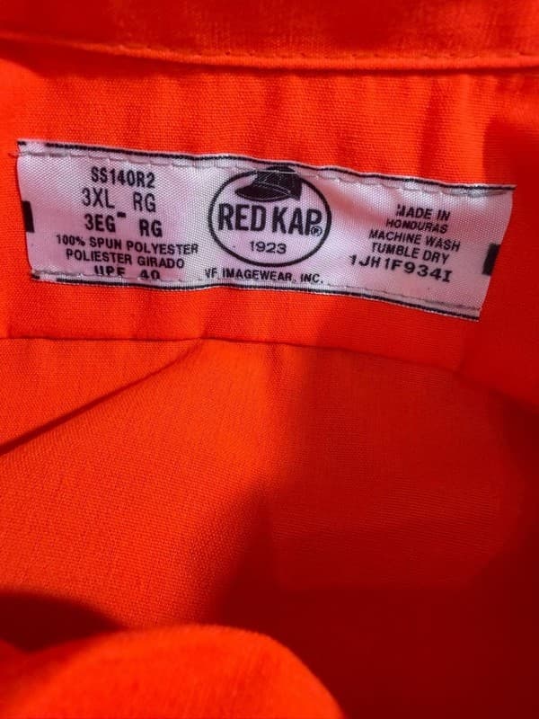 Red Kap Men's SS14OR Industrial Long Sleeve Work Shirt - Blaze Orange, 3XL - Thumbnail 3