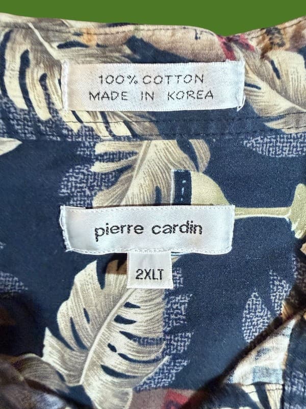 Vintage Pierre Cardin Hawaiian Beer & Tropical Palm Leaf Button Down Shirt 2XLT - Thumbnail 3