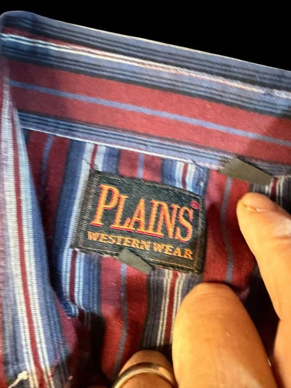 Vintage Plains Western Wear Men's XL Striped Pearl Snap Long Sleeve Western Shrt - Thumbnail 3