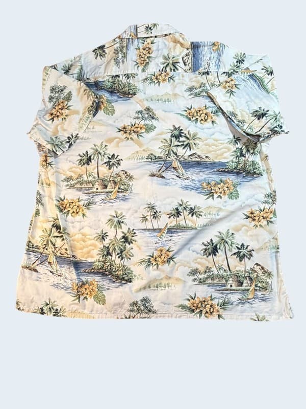 Pierre Cardin Men's 2XLT Hawaiian Shirt 100% Cotton Tropical Island Print - Thumbnail 2