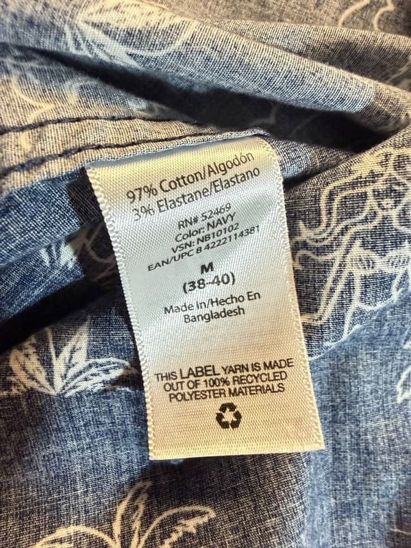 No Boundaries Men's Navy Blue Mermaid and Palm Tree Island Print Button Up Shirt - Thumbnail 5