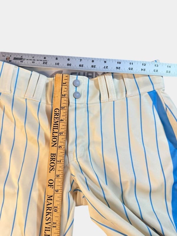 Champro Womens Medium Yellow and Light Blue Pinstripe Baseball Softball Pants - Thumbnail 5
