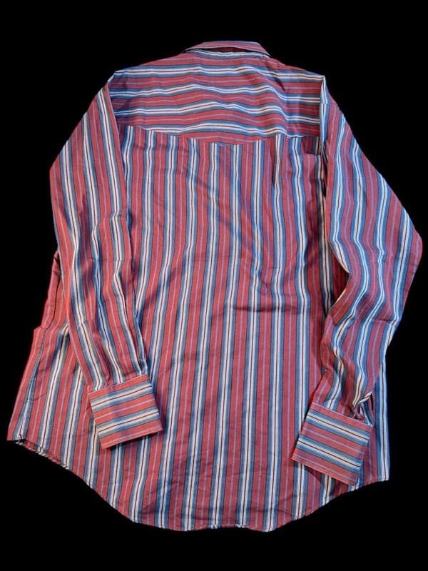 Vintage Plains Western Wear Men's XL Striped Pearl Snap Long Sleeve Western Shrt - Thumbnail 2