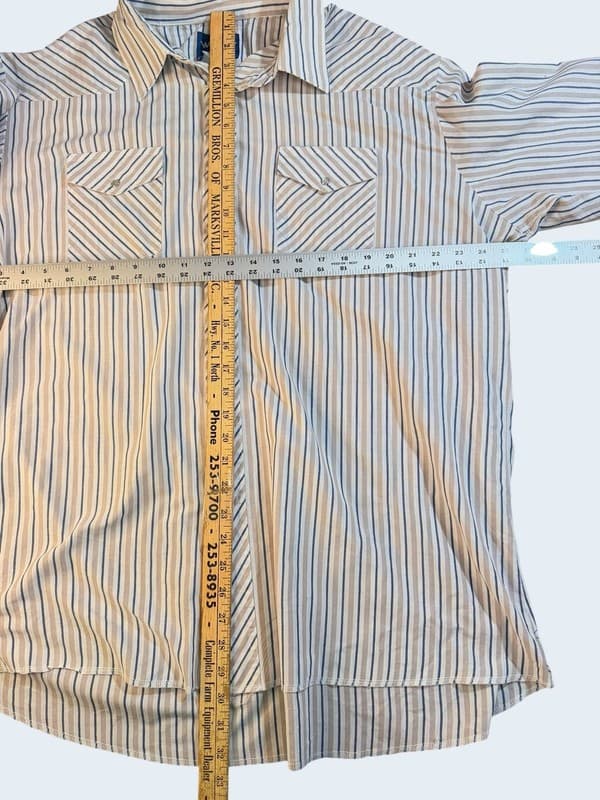 Vintage Wrangler Striped Western Pearl Snap Long Sleeve Shirt - Thumbnail 4