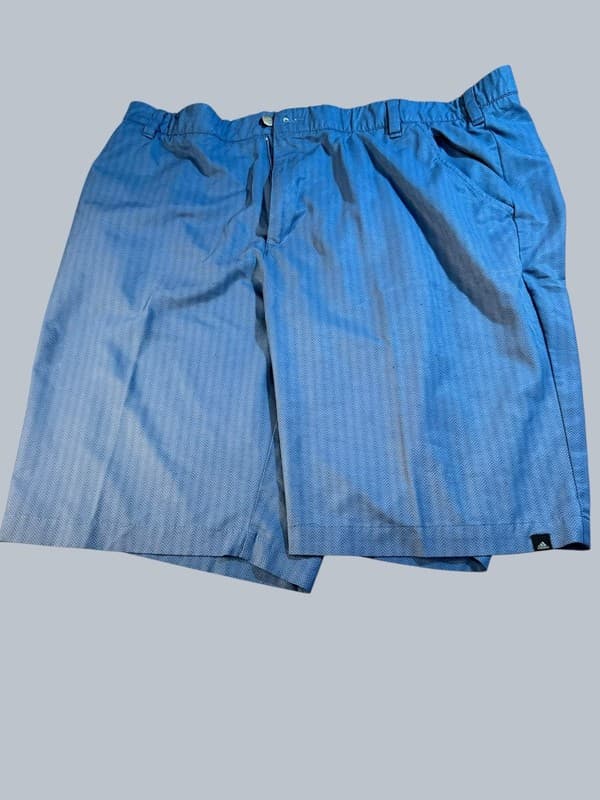 Adidas Golf Shorts Blue Herringbone Print Men's Size 40 Elastic Waist - Image 1