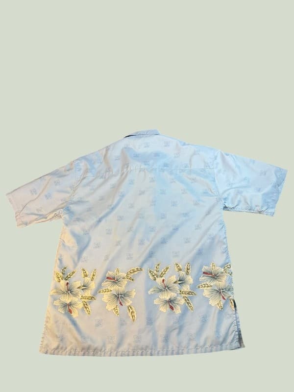 Coconut Pier Men's Blue Hawaiian Tropical Floral Button Down Shirt Size M - Thumbnail 2