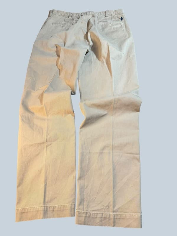Polo Ralph Lauren Preston Pant 100% Cotton Khaki Chino Trousers 34x34 - Thumbnail 2