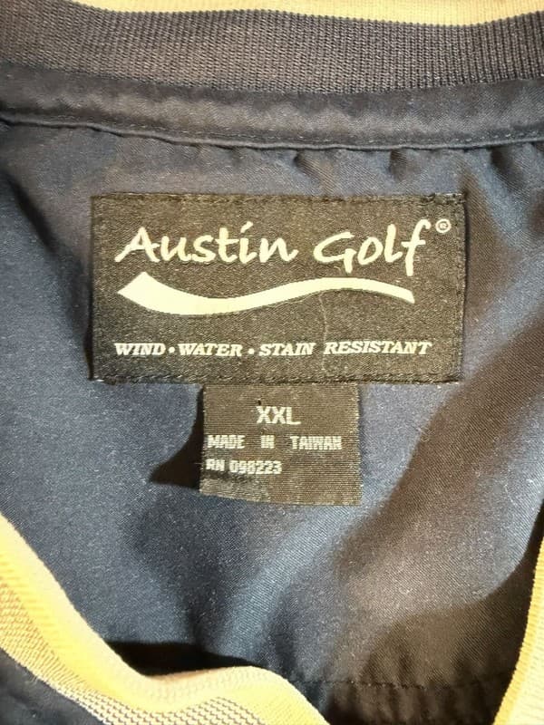 Austin Golf XXL Navy Blue V-Neck Windbreaker Pullover Jacket - Thumbnail 3
