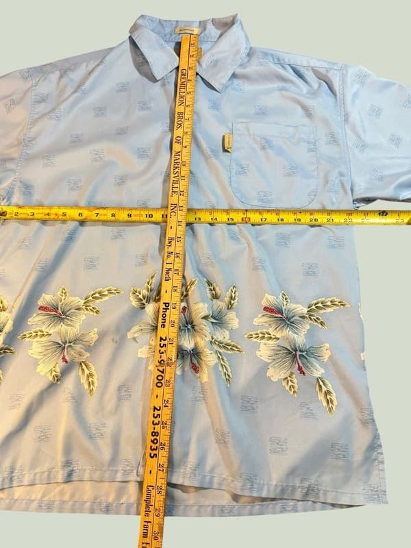 Coconut Pier Men's Blue Hawaiian Tropical Floral Button Down Shirt Size M - Thumbnail 4