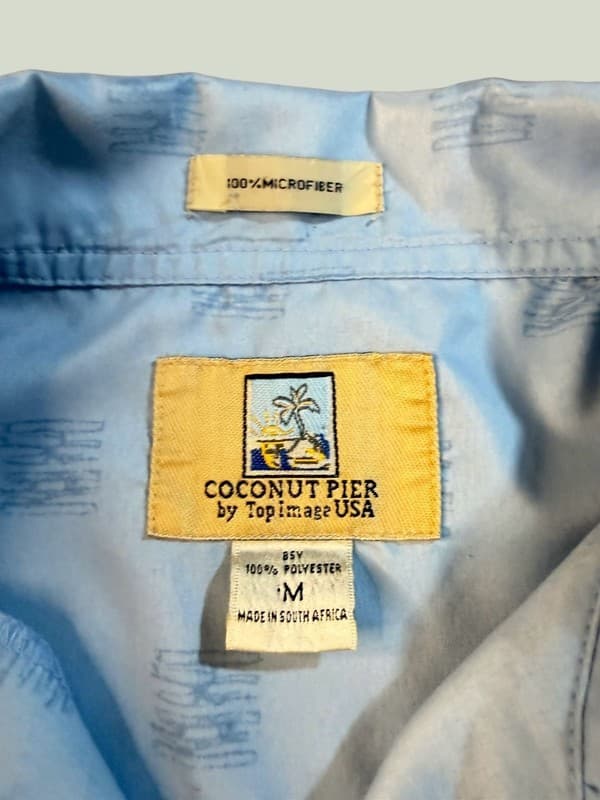 Coconut Pier Men's Blue Hawaiian Tropical Floral Button Down Shirt Size M - Thumbnail 3