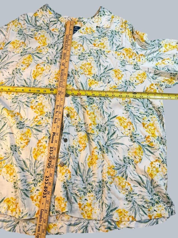 George Men's Short Sleeve Pineapple Print Camp Shirt Size 3XL - Thumbnail 3