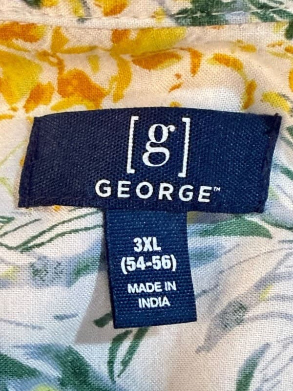 George Men's Short Sleeve Pineapple Print Camp Shirt Size 3XL - Thumbnail 2