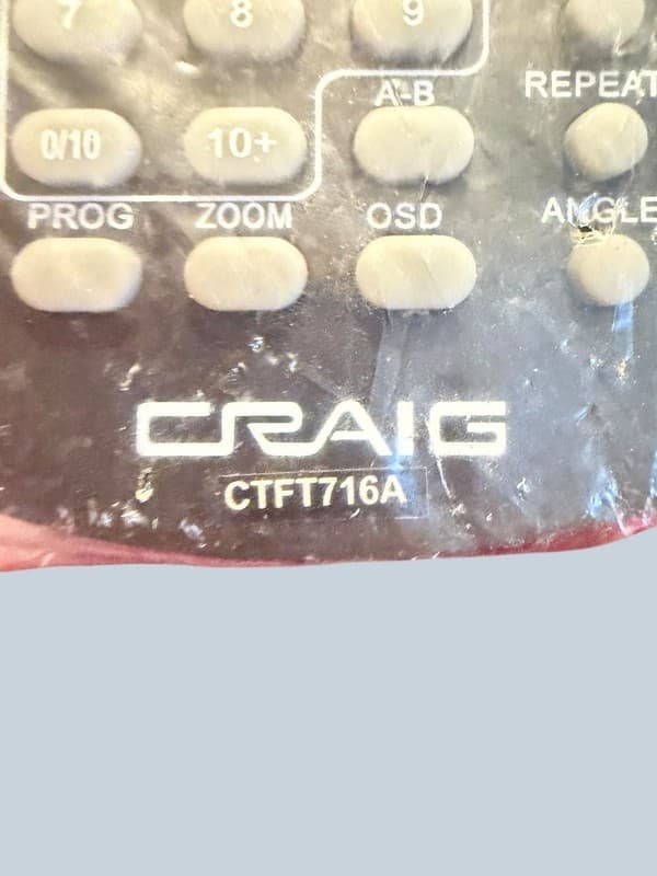 Genuine Craig Replacement Remote Control CTFT716A for Portable DVD Player - Thumbnail 5