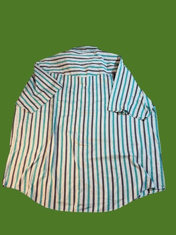 Vintage Plains Western Wear Big Man 2X Striped Short Sleeve Pearl Snap Shirt - Thumbnail 2