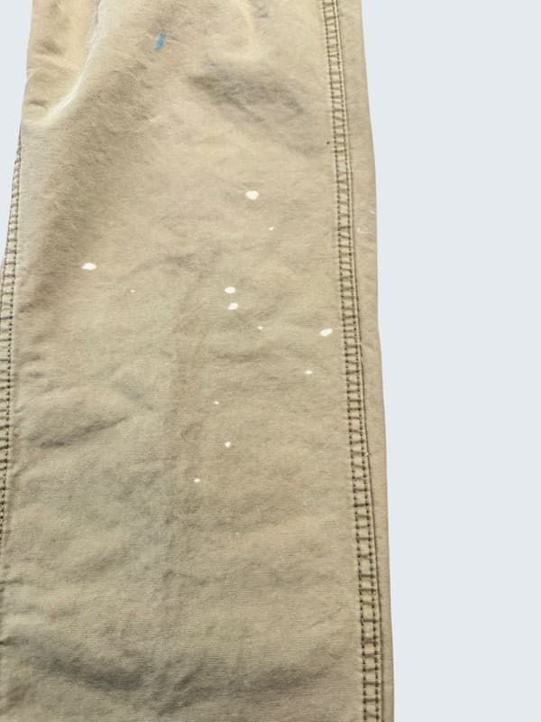 Blue Mountain Men's Canvas Carpenter Work Pants 34x32 Tan Distressed Paint Splat - Thumbnail 5