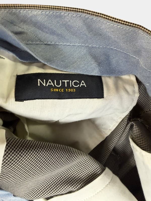 Nautica Men’s Dress Pants 32x32 Blue Micro Check Flat Front - Thumbnail 2