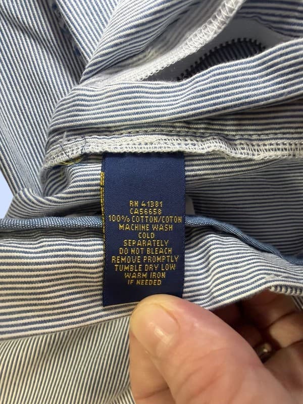 Polo Ralph Lauren Blue White Striped Seersucker Classic Fit 6" Shorts - Thumbnail 5