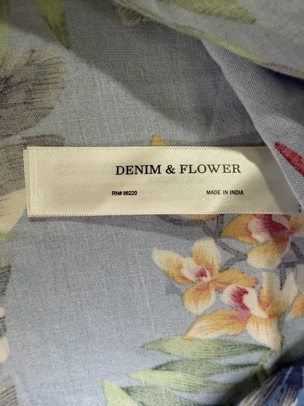 Denim & Flower Ricky Singh Mens Blue Floral Birds of Paradise Short Sleeve Butto - Thumbnail 4