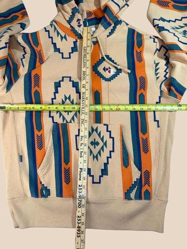 Champion Reverse Weave Southwestern Aztec All Over Print Hoodie Large - Thumbnail 9