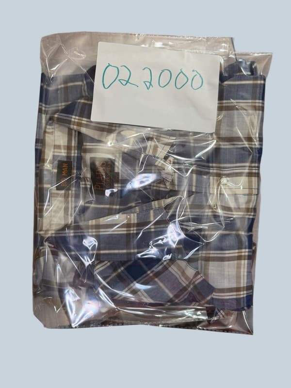 Plains Western Wear Men's Big Man Blue Plaid Short Sleeve Pearl Snap Shirt 2X - Thumbnail 7