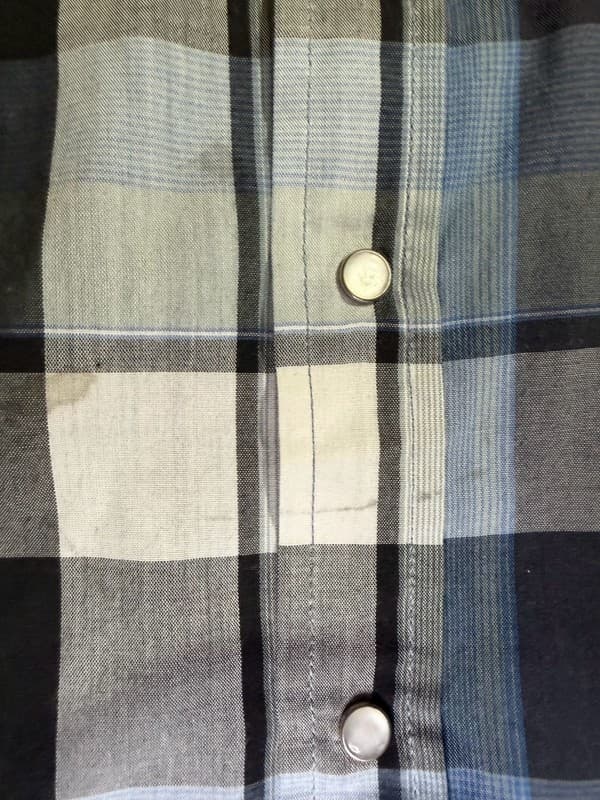 Plains Western Wear Mens 2X Pearl Snap Short Sleeve Western Shirt Blue Black Gra - Thumbnail 6