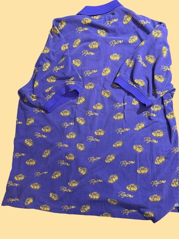 Vintage Chiliwear LSU Tigers All Over Print Purple Polo Shirt 3XLT - Thumbnail 2