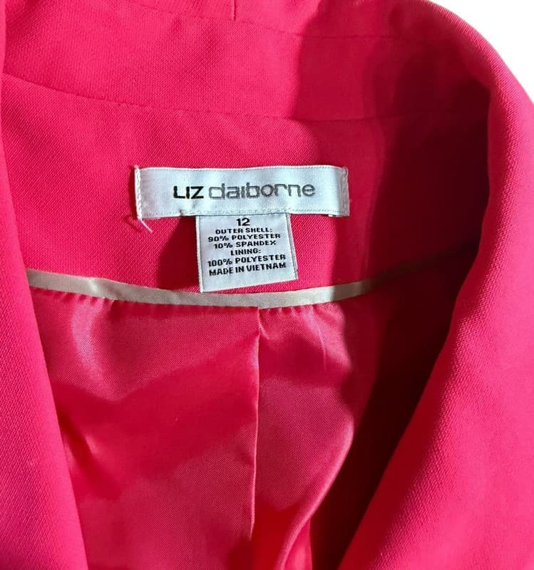 Liz Claiborne Women’s Pink Open Front Blazer Jacket Size 12 Career - Thumbnail 3