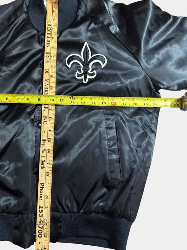 Vintage 80s Chalk Line New Orleans Saints Satin Bomber Varsity Jacket Size Small - Thumbnail 7