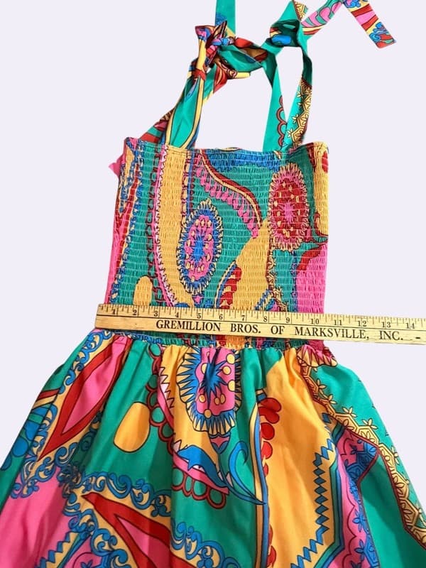 Sun Day Up Women's Colorful Boho Paisley Print Smocked Tiered Maxi Sundress - Thumbnail 8