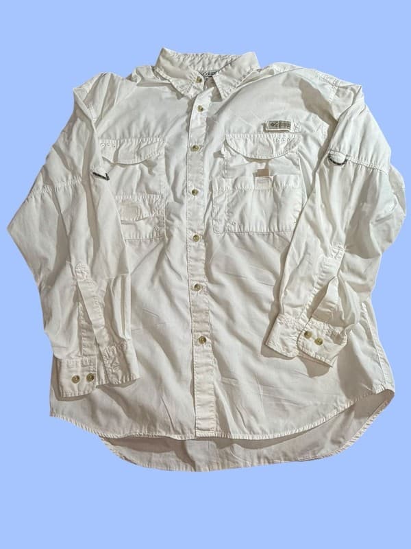 Columbia PFG Bahama II Long Sleeve Fishing Shirt White Medium - Image 1